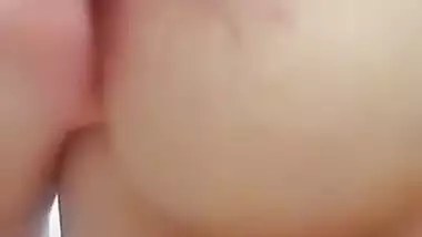 Desi girl has porn fun squeezing natural boobs in front of camera
