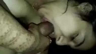 Newly-married wife blowjob sex MMS video