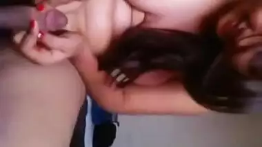 Amateur Ahmedabad big milk cans college gal gives oral-job before riding