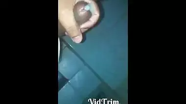 Horny guy masturbating in bathroom