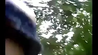 Beautiful teen girl rides her boyfriend in an outdoor sex session