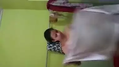 Topless Desi Bhabhi bathing in front of her Devar