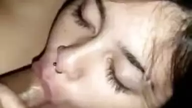 Extremely cute girl giving blowjob so nicely
