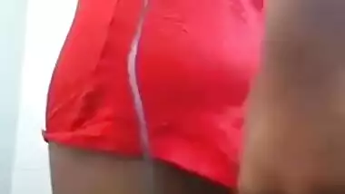 Desi babe in tiny clothes showing ass to followers