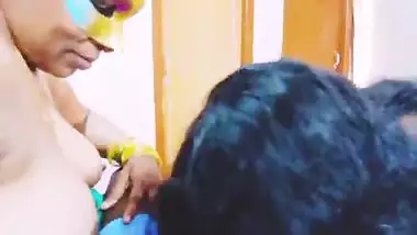 Indian threesom blowjob. Aunty, wife and husband. Telugu dirty talks.