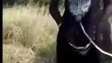 Indian caught! Drsi village babe exposing boobs and pussy outdoors