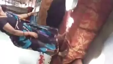 Satin Silk Saree maid showing pussy