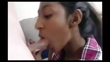 Indian teen sucking her boyfriend’s small cock