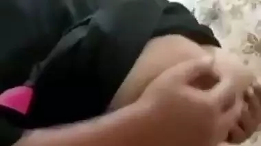 Round big melons and pussy showing chubby girlfriend