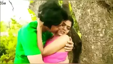 Sweet kissing Indian college girl outdoor romance