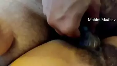 Husband makes XXX video of himself fucking Desi wife's fuzzy snatch