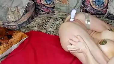 Hot girl shoved huge dildo in her tiny pussy