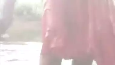Indian village desi aunty Topless Outdoor Bath with shakshi