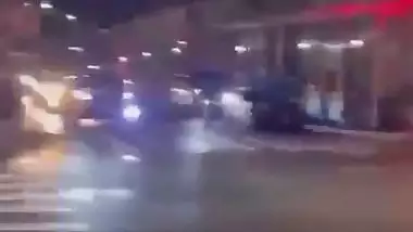 Horny guy destroys brunette in public