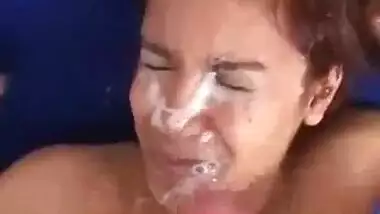 Massive cum all over face of hot desi girl