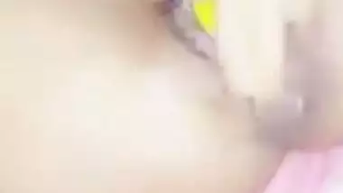 Wet pussy GF masturbating during video call sex