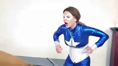 Hot superheroine fighting