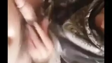 Desi XXX woman with naked tits has nipples licked and plays with cock