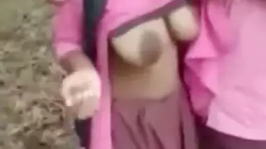 Teacher showing off his student's boobs outdoor. Desi xxx mms