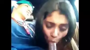 Desi lover sucking cock in car