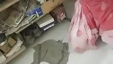 Maid s showing Big Boobs and Cleavage While Cleaning
