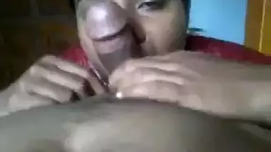 Satin nighty maid sucking cock