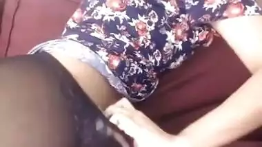 Desi XXX wife in pantyhose exposes her sex appealing body on webcam
