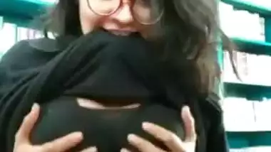 Indian College Girl Showing Hot Boobs In Library