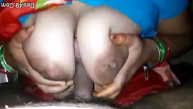 Hot Desi XXX amateur model takes sex instrument between her boobs