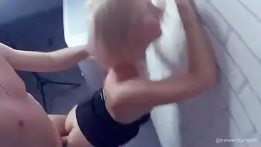 Young & beautiful slut in collar get fucked at the kitchen
