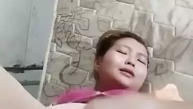 Nepali girl masturbating using big cucumber